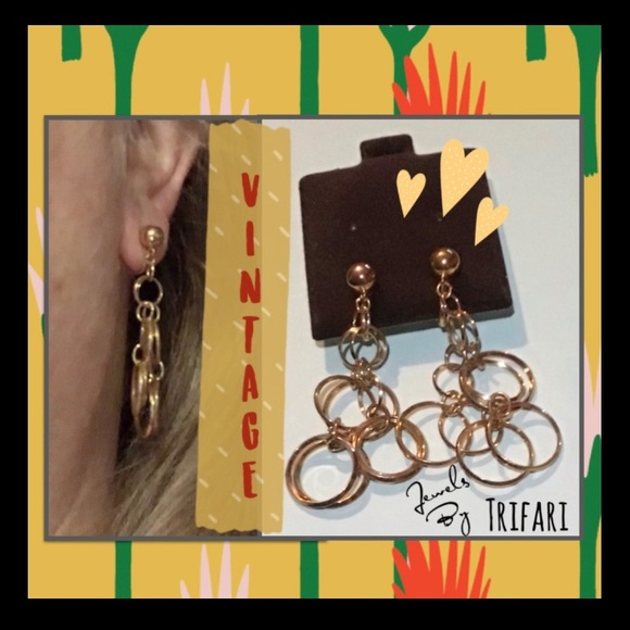 Clip on Dangle Hoops by Trifari - Picture 1 of 3